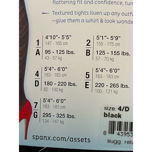 SPANX Assets Red Hot Label 3 Pair Textured Lace ZigZag Shaping Tights Black 4 D - Picture 8 of 8